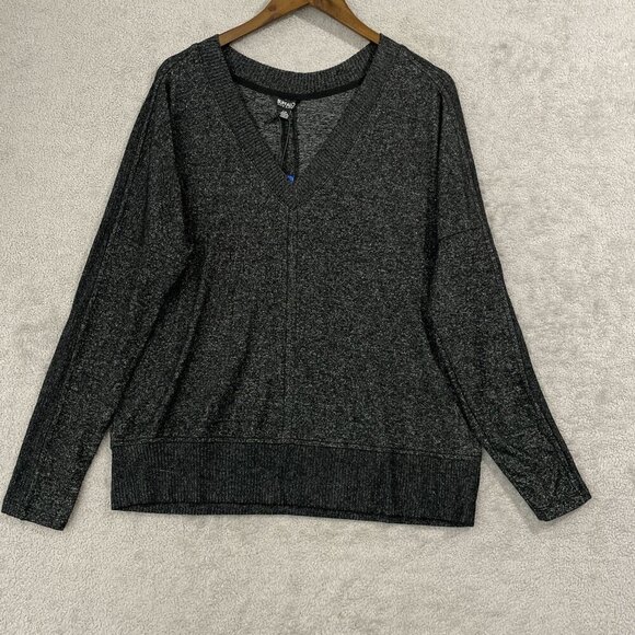 NEW Buffalo David Bitton Womens L Black V-Neck Lightweight Sweater - Picture 2 of 7